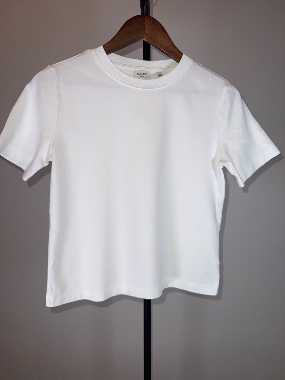Aritzia White BABATON 100% Cotton Crewneck Top | Size 2XS